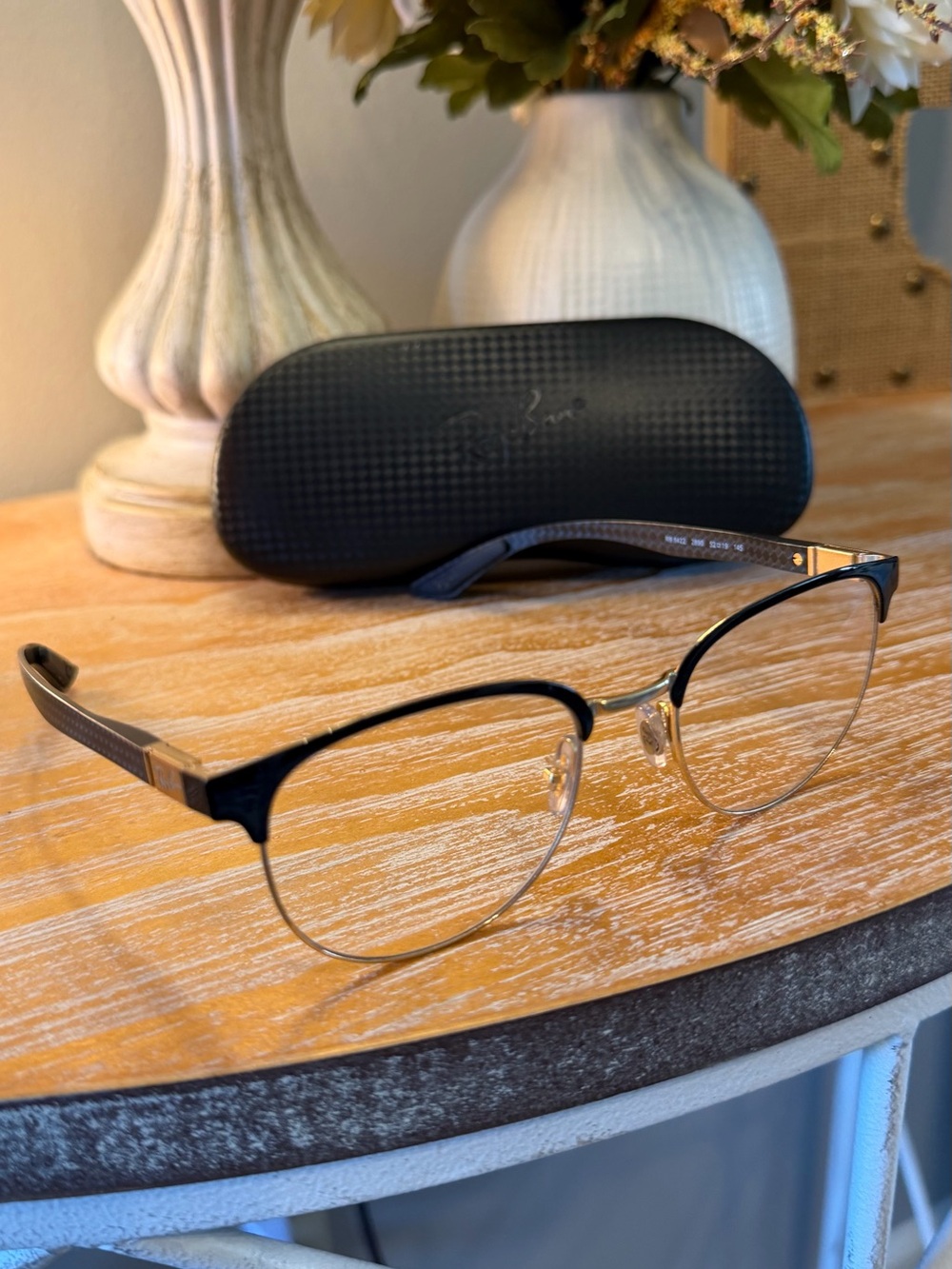 Ray-Ban RB8422 Carbon Fiber Eyeglass Frames 52-19 Black Gold